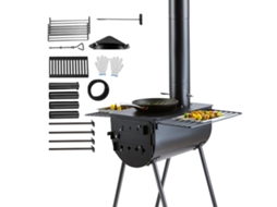 Forno A Lenha Portátil Para Campismo E Tendas, Câmara 550×330×295 Mm (49,2 L), Tubo/chaminé Ø127 Mm, Aço De Liga, Peso 24,5 Kg Tekmaquinas