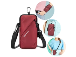 Bolsa Transversal Pequena Com Suporte Para Celular E Alça De Braço, Compatível Com Iphone E Android, Vermelha.