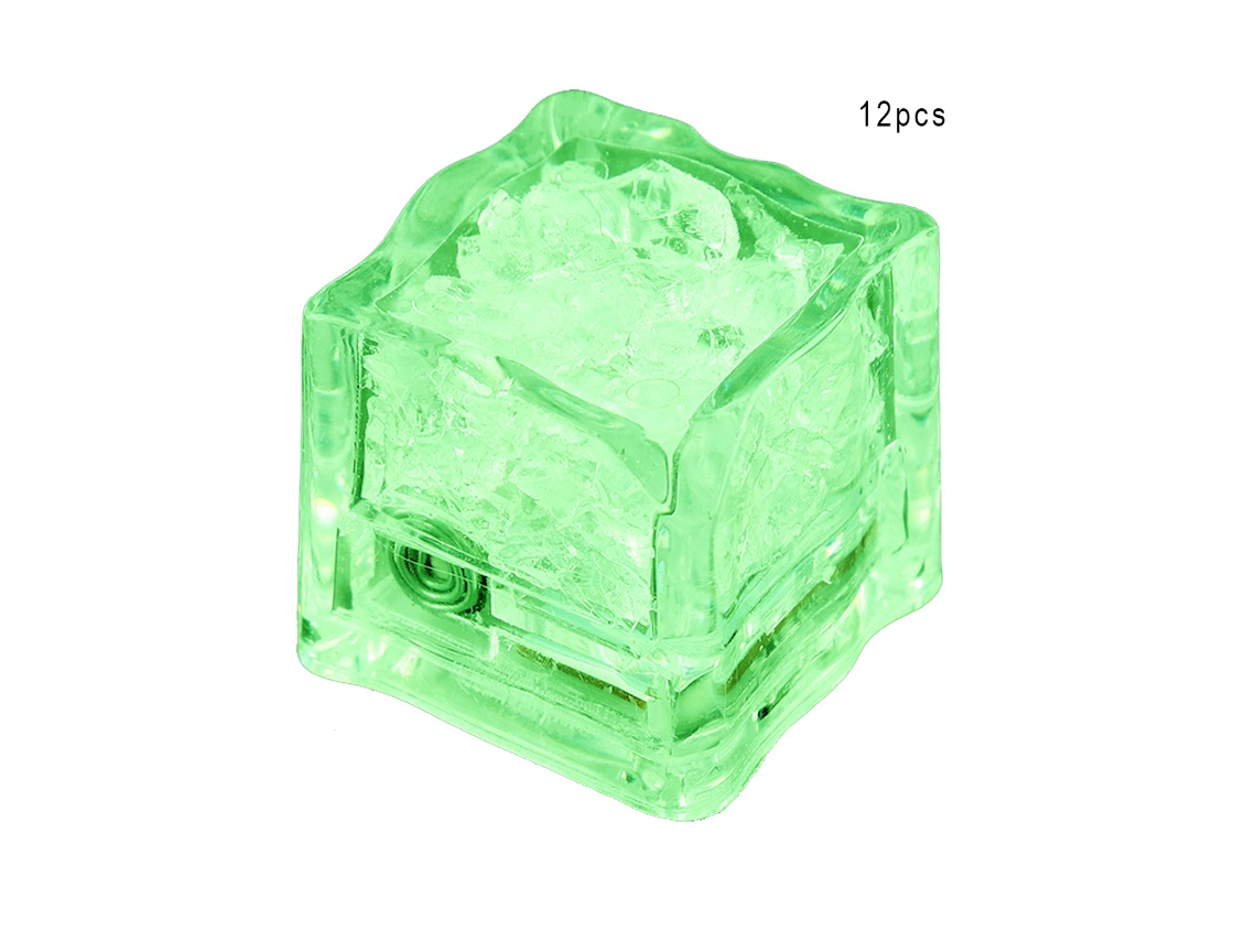 12 Cubos de Gelo LED com Sensor de Líquido Verde para Decoração de Festas e Casamentos S/MARCA
