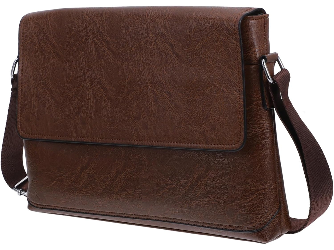 Bolsa Mensageiro Multifuncional Masculina Em Couro Sintético, Marrom Claro, Design Moderno E Compact Gokoco