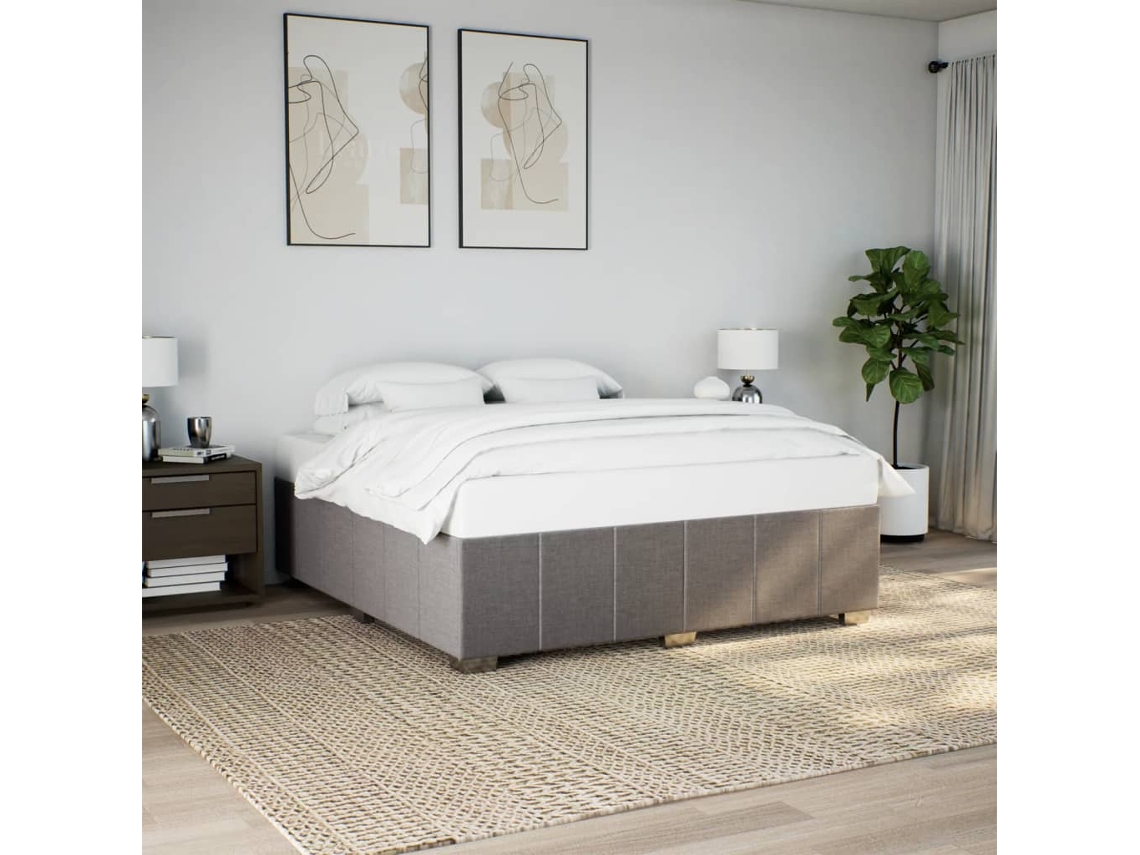 Vidaxl Cama Sem Colchão 180x200 Cm Tecido Castanho-acinzentado