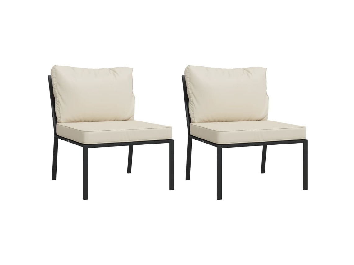 Maison Exclusive - Cadeiras De Jardim C/ Almofadões Cor Areia 2 Pcs 60x74x79cm Aço