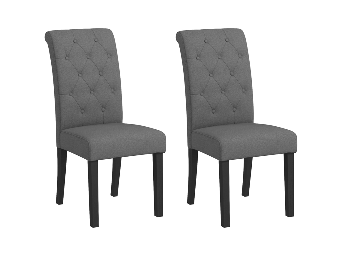 2 Cadeiras Jantar Cozinha Grand Conforto, Pernas Madeira Linho, 47x61x101cm, Cinza Escuro