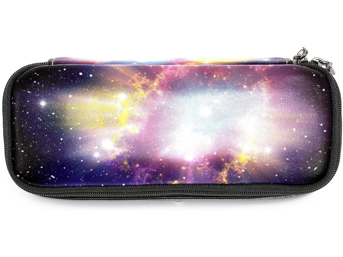Estojo grande para lápis com estampa de nebulosa galáctica brilhante, organizador de maquiagem, mochila escolar e estojo de mesa. Ideal para guardar maquiagem e outros itens de maquiagem.