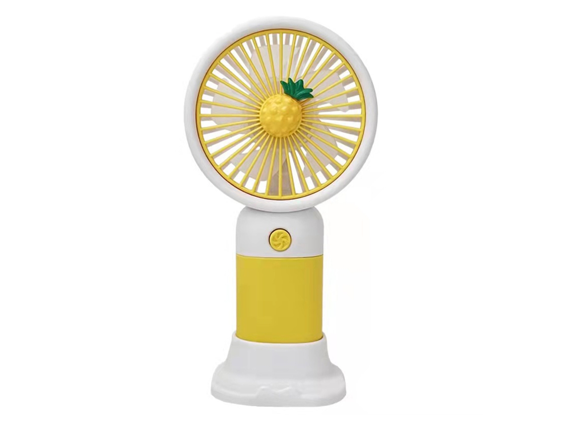 Ventilador Portátil Série Fruta Abacaxi Amarelo Recarregável Silencioso