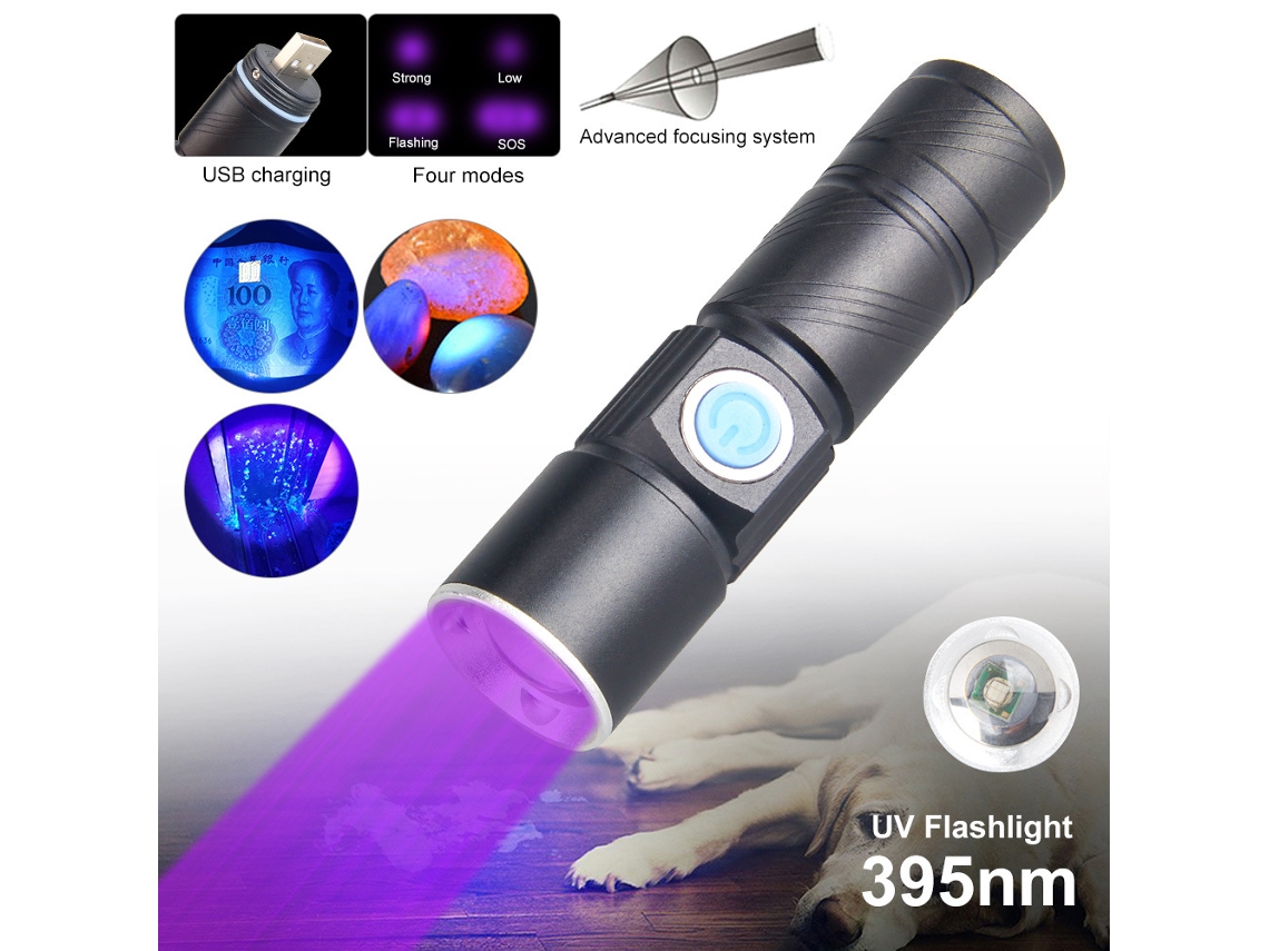 Mini Lanterna Usb De Liga De Alumínio , Lanterna Led Recarregável Com Luz Forte Aquaforge (luz Roxa)