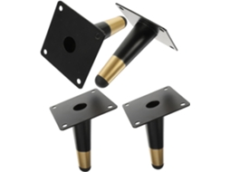 Conjunto De 4 Pés Metal Preto Modernos Para Móveis, Ideais Para Sofás, Poltronas E Mesas De Centro Dimensões 10cm