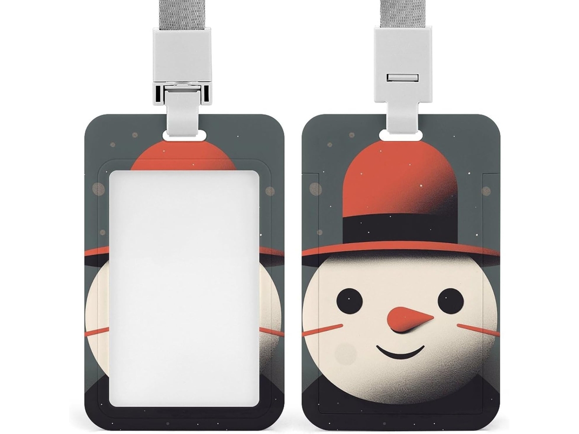 Clipe Crachá, Estampa Fofa De Boneco Neve Com Cordão, Porta Crachá, Cordão Identificação, Porta Crachá
