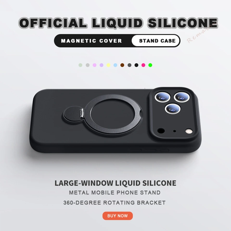 Capa De Silicone Líquido Preta Para Iphone 13 Com Suporte Magnético E Magsafe.