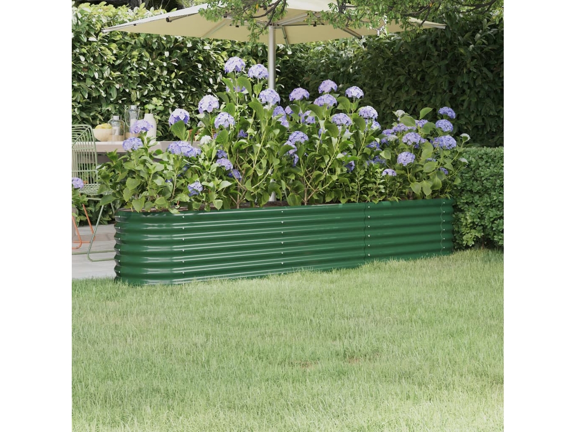 Canteiro Elevado Jardim 224x40x36 Cm Aã§o Revestido Com Pã³ Verde Dkd Home Decor