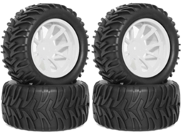 Pneus e Rodas para Caminhão de Controle Remoto em Escala 1/10 Branco SFUSHOS