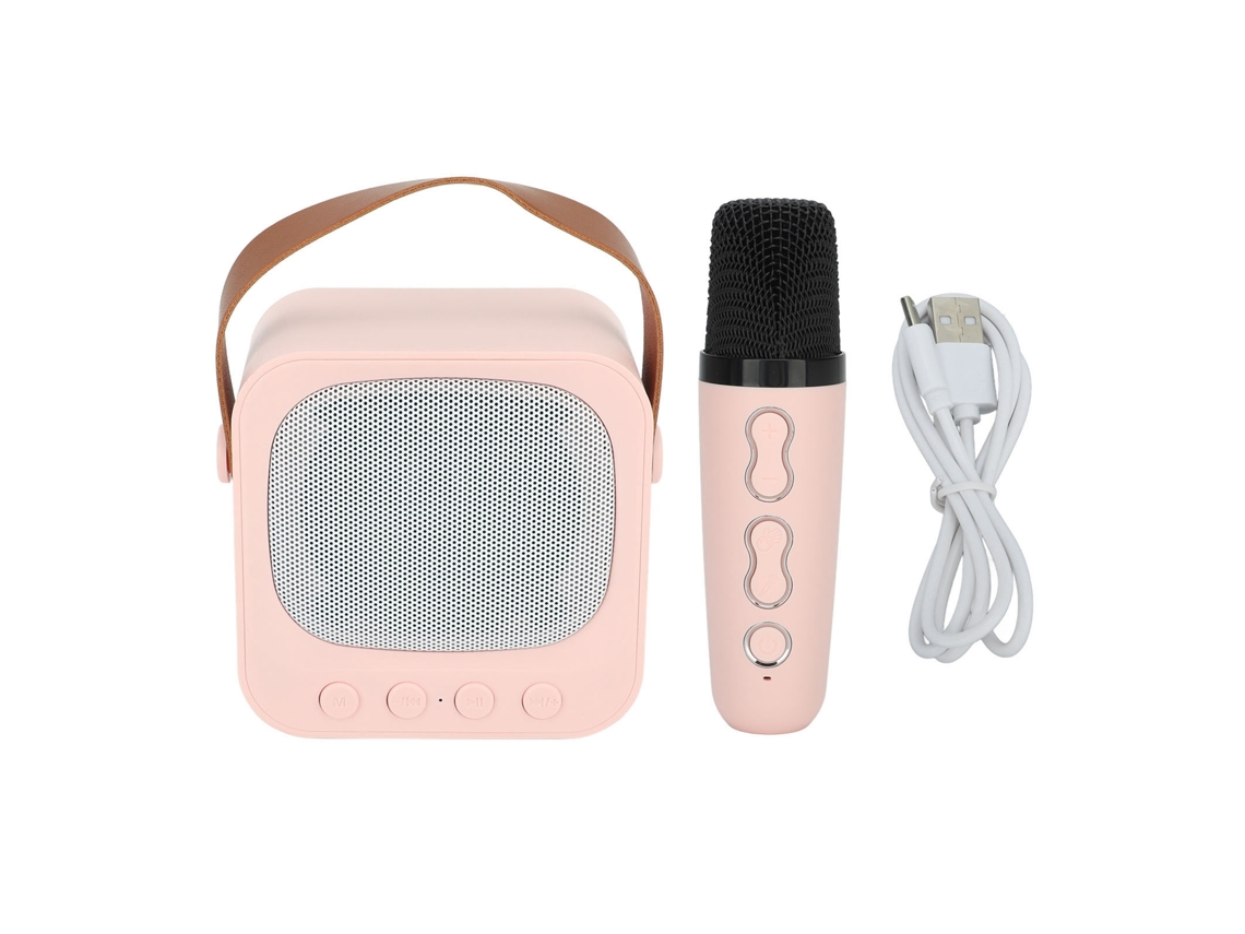 Máquina de Karaokê Mini com Alto-falante Bluetooth e Microfone Sem Fio Rosa S/MARCA