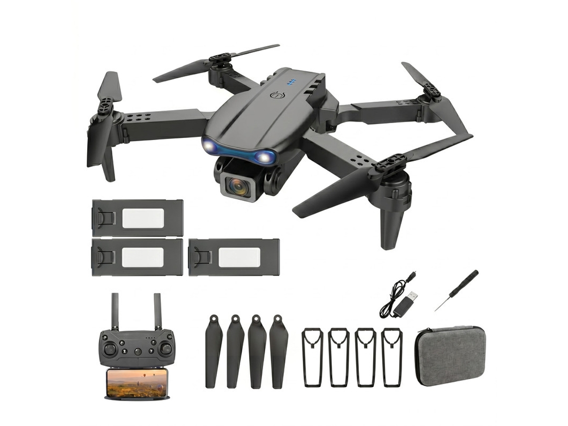 Drone Szsmart E99 (dobrável, Câmara 240p, Retenção De Altitude, 3 Baterias) - Preto