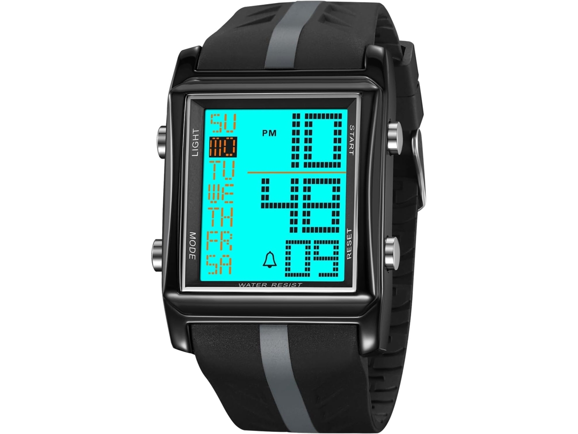 Lurelia Relógio Digital Desportivo, Visor Digital, Led, Cronómetro, Alarme, Data/calendário, 12/24h, 245 Mm, 14mm, 28 Mm, Tpu, Vidro Mineral, Laranja