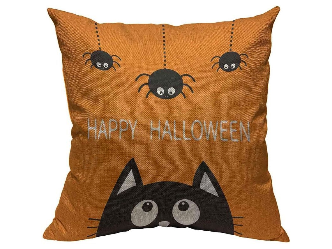 2026-funda De Almohada De Halloween Aranha Laranja Moderna Para Casa 45x45 Decoração Suave Lavável