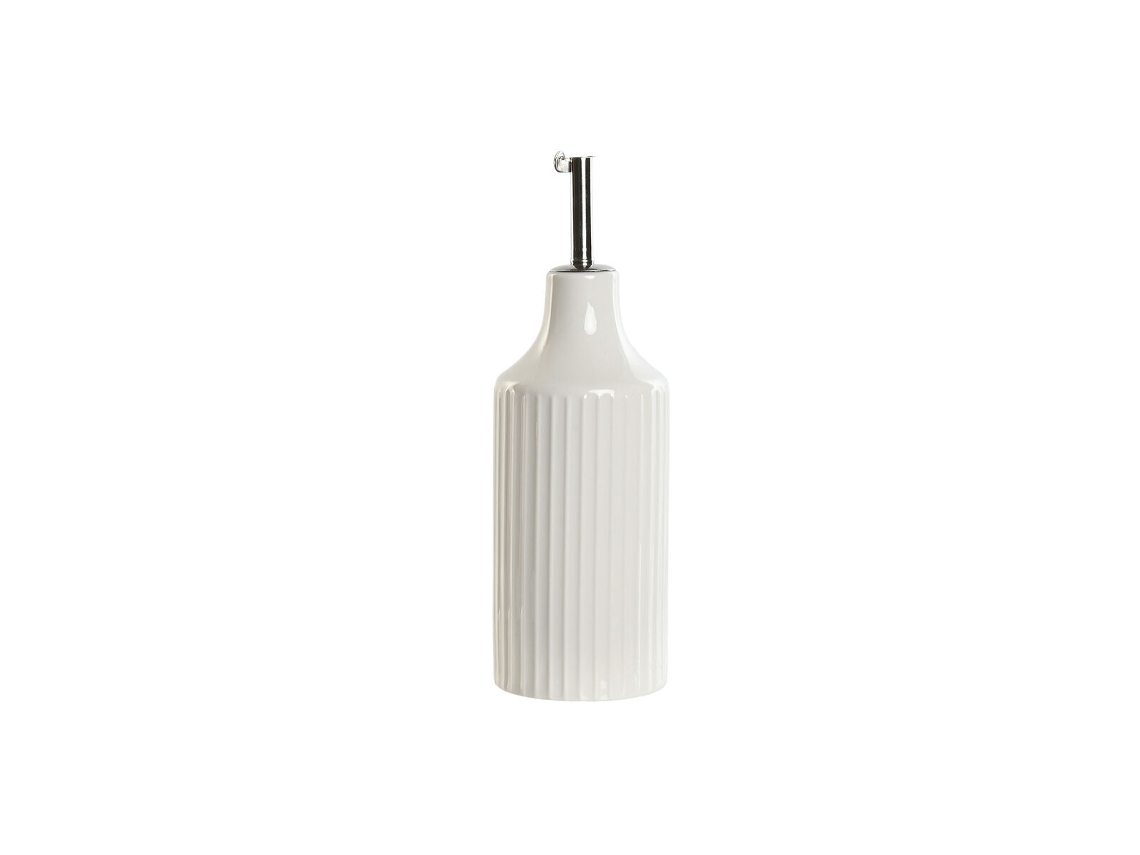 Galheteiro Casa Esprit Branco Prateado Aço Inoxidável Porcelana Urbana 350 Ml De 7 X 7 X 22 Cm