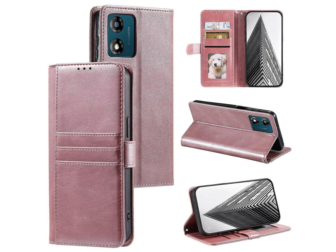 Capa De Celular Simples Em Couro Com 6 Compartimentos Para Cartões Para Motorola Moto E14