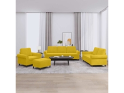 Vidaxl 4 Pcs Conjunto De Sofás Com Almofadões Veludo Amarelo