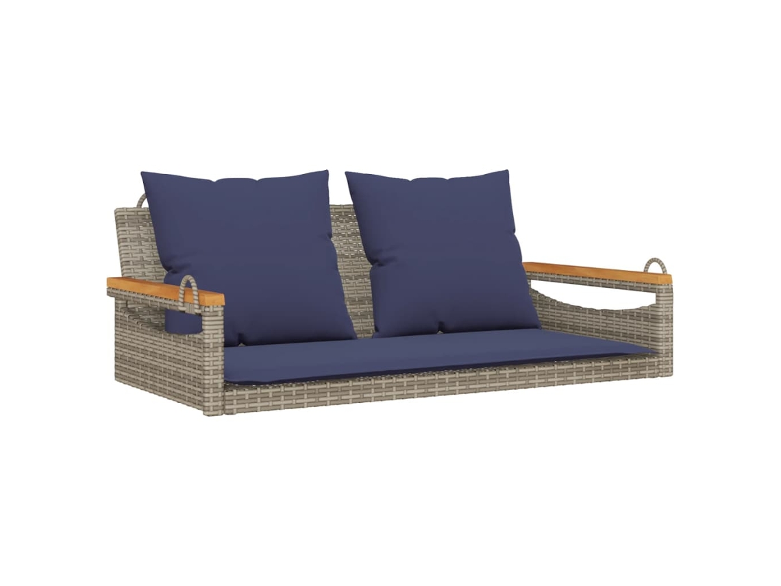 Maison Exclusive - Banco Baloiço Com Almofadões 109x62x40 Cm Vime Pe Cinzento