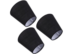 Elegantes Abajures De Tecido Preto, Conjunto De 3 Acessórios De Iluminação