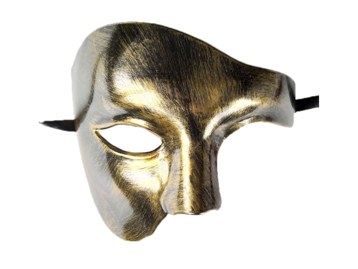 (ouro Preto) Máscara De Baile Vintage Fantasma Da Ópera Caolho E Meio