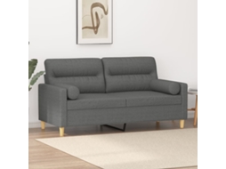 Vidaxl Sofá 2 Lugares +almofadas Decorativas 140cm Tecido Cinza-escuro