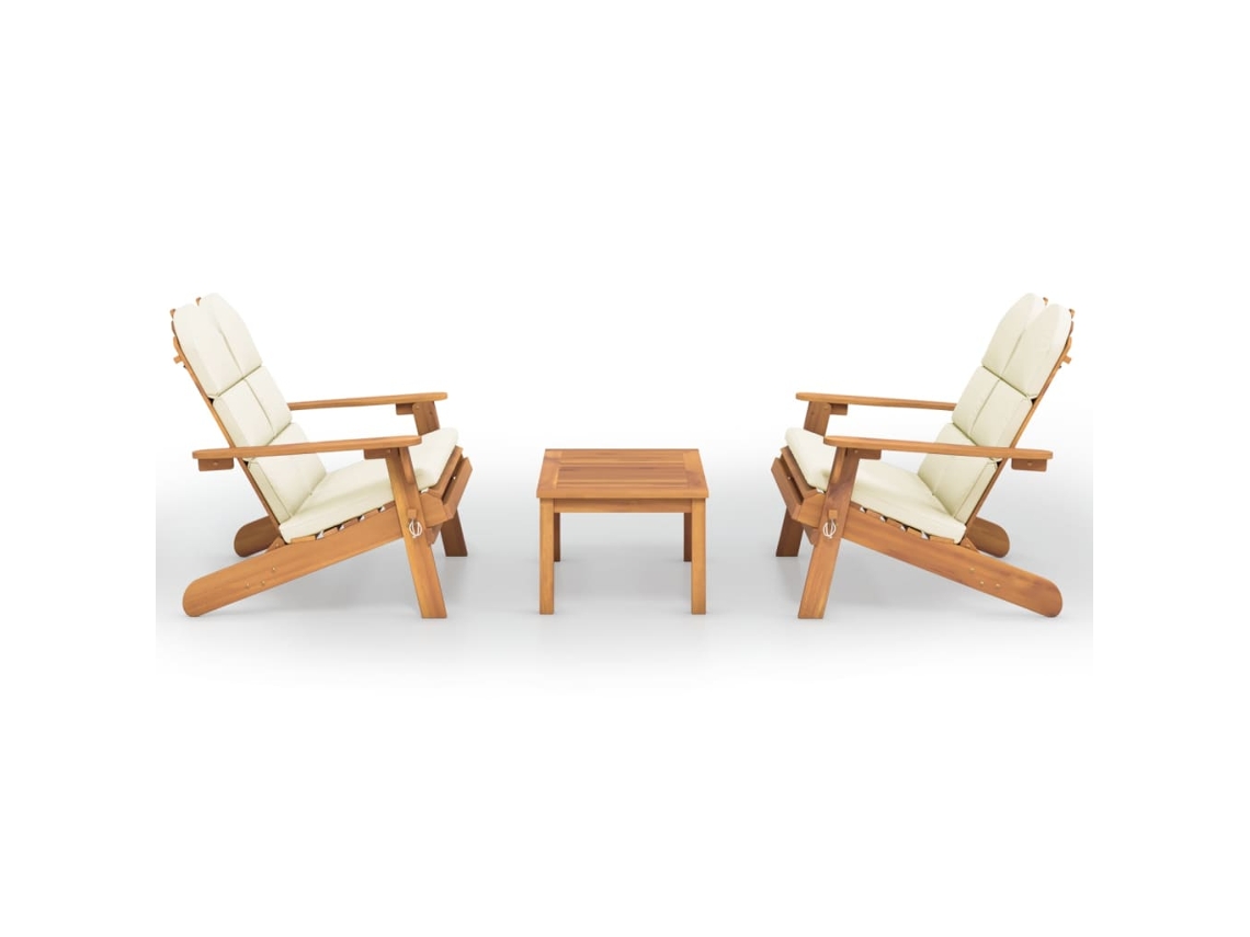 Maison Exclusive - 3 Pcs Conjunto Lounge De Jardim Adirondack Acácia Maciça
