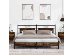 Cama De Casalcama De Adultoestrutura De Cama Sem Colchão 193x203cm Metal Carvalho Fumado Wsd48086
