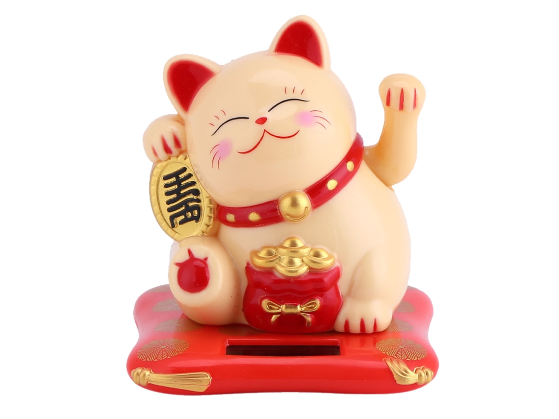 Gato fofo com movimento solar, livro para decoração de casa e carro, símbolo de sorte e prosperidade, amarelo.