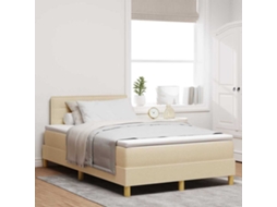 Vidaxl Cama Box Spring Led Com Fitas Led Creme 120 X 200 Cm Tecido