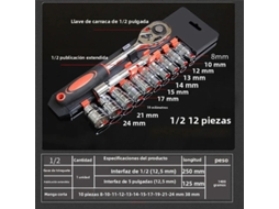 Conjunto de 12 Peças Chaves Fixas MDUG em aço cromo vanádio