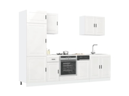 Vidaxl 7 Peças Armário De Cozinha Conjunto Porto Branco Brilhante