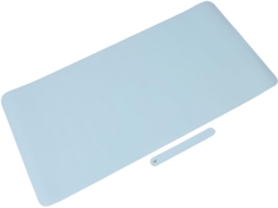 Tapete de Mesa Elegante em Couro Azul Claro para Nail Art e Maquiagem, Ideal para Penteadeira. SFUSHOS