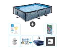 Piscina Exit Retangular Efeito Pedra 300x200x65 Cm 5 peças S233 EXIT TOYS