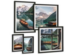 Conjunto De Pinturas Lagos Montanhas Barcos Paisagens Espelharte (5 Peças)