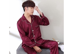 2026 conjunto de Pijamas de Seda Negra para Hombre Jm Junemaist Manga Larga Tallas L XL XXL XXXL Verano XXL Pijama Vermelho para Homens