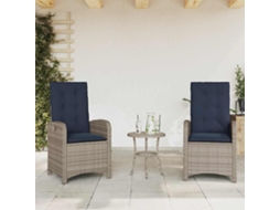 Vidaxl Cadeiras Jardim Reclináveis 2 Pcs C/ Almofadões Vime Pe Cinza