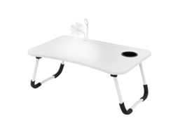 Mesa Para Computador Portátil Com Portas Usb Dobrável 60X40 Cm Branco Em Mdf Incl. Lâmpada Usb E Ventoinha ML-DESIGN