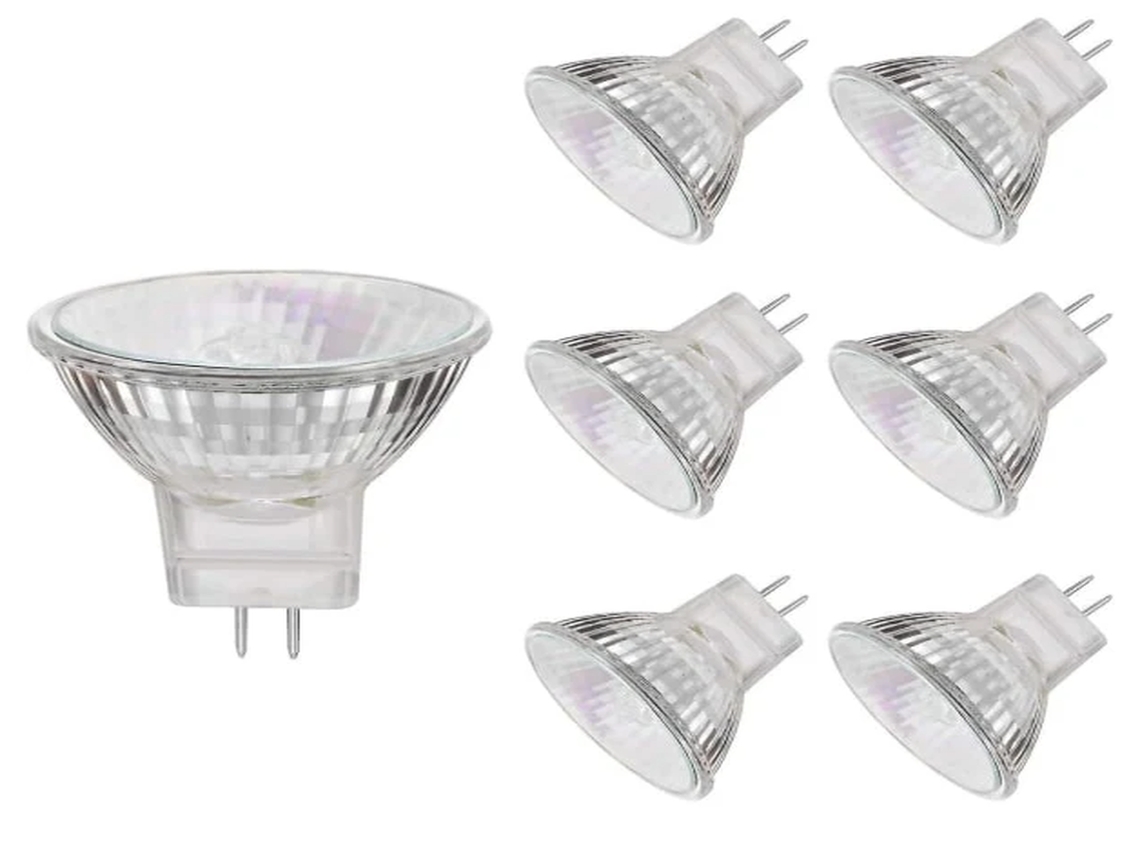 Lurelia Pacote com 6 Lâmpadas Halógenas MR11 GU4 20W 12V, Reguladas, Sem Cintilação
