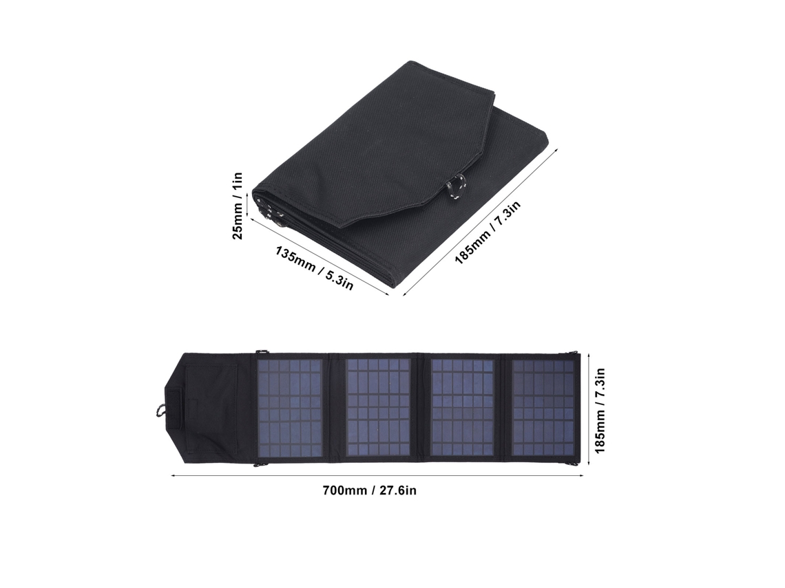 Carregador Solar Plegável Portátil Com 2 Usb 5v