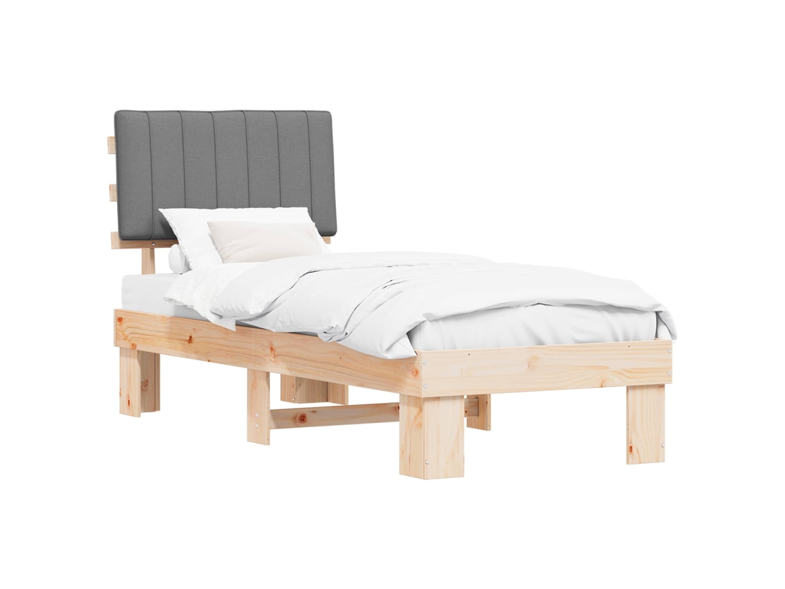 Estrutura de Cama com Cabeceira Estofada em Cinzento Claro MAISON EXCLUSIVE