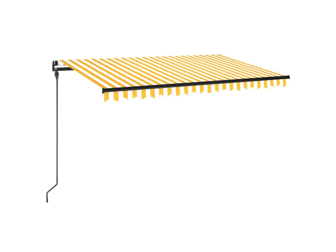 Toldo Retrátil Manual com Led 450x300 cm Amarelo/Branco MAISON EXCLUSIVE