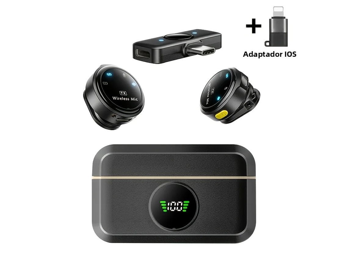 Mini Microfone De Lapela Sem Fio, Com Cancelamento De Ruído, Portátil E Recarregável Via Usb, Do Tipo Condensador.