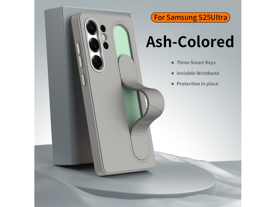 Capa Para Samsung S25fe Com Ala De Pulso Em Silicone E Protetor De Botes, Com Dissipao De Calor E Resistncia A Arranhes - Cinza Titnio
