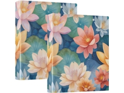 Pasta Escolar De 3,8cm Com Bolsas, Estampa De Nenúfares Bangladesh Beleza Das Flores Verão_21935_3, Pacote Com