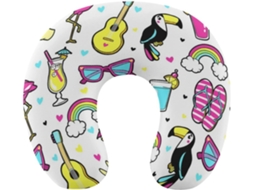 Almofada de Viag Rainbow Guitar Parrot para Pescoço, Suporte o em Aviões, Espuma Viscoelástica, Lavável,