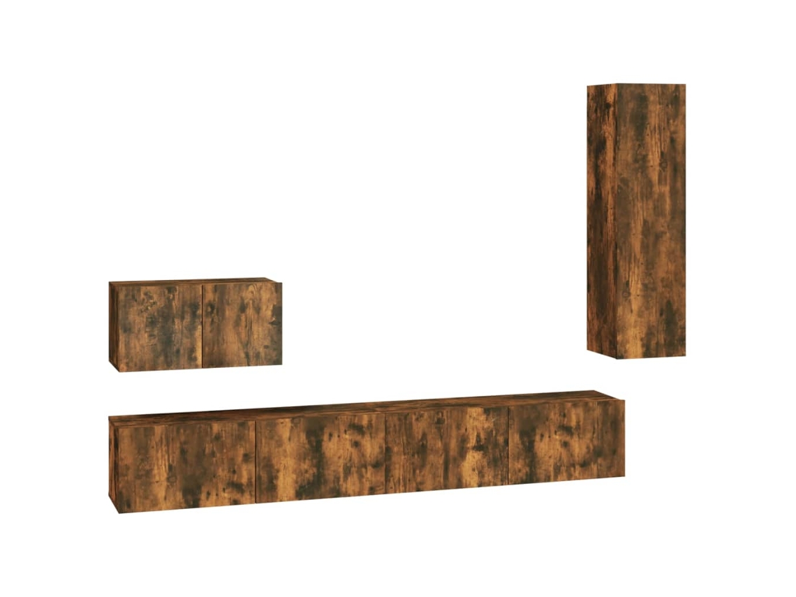 Tv Cabinet Set, Tv Cabinet Sets Vidaxl Marrom Madeira Processada (n/a)