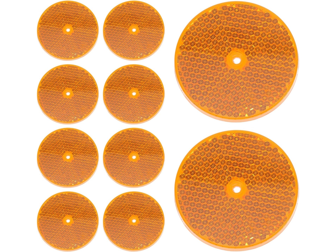 Conjunto de 10 Refletores de Segurança Redondos Amarelos para Reboques, Motocicletas, Scooters e Carros. SFUSHOS