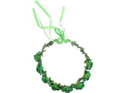 Tiara feminina verde, guirlanda de flores têxteis realista, acessório leve.