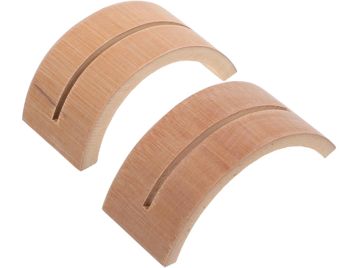 Conjunto 2 Suportes Leque Redondos Bambu Estilo Retrô Semicircular Antiderrapante Decoração Base Lisa Casa GOKOCO